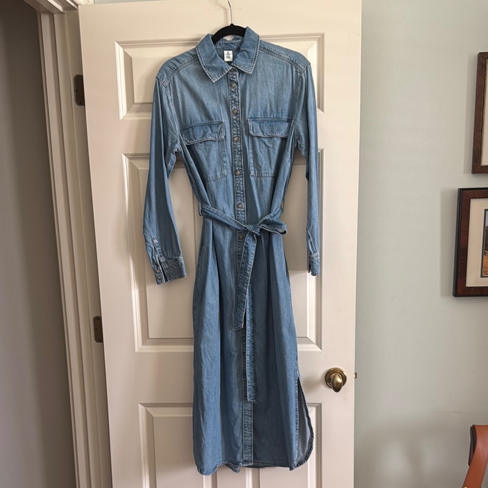 H&M Blue Long Sleeve Shirt Dress